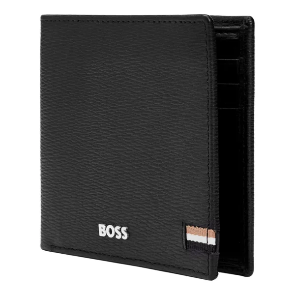 Portefeuille cuir HLW421A Hugo Boss noir cadeau d'affaires luxe direction